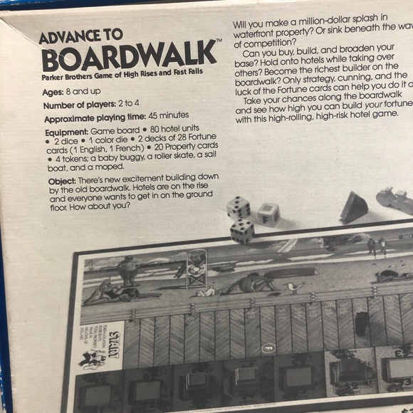 Vintage Advance To Boardwalk Board Game, Eng/French 2-4 players ,Age 8+ 1985 - Picture 6 of 6